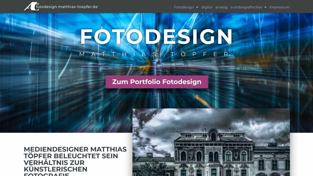 Websiteansicht von fotodesign.matthias-toepfer.de | Ihr Mentor für kreative Fotografie, analog und digital im Münchener Osten
