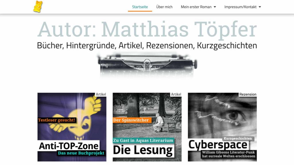 Websiteansicht von autor.matthias-toepfer.de | Unabhängiger Autor des Romans Der Spinswitcher. Verfassen von Kurzgeschichten, Artikeln und Rezensionen